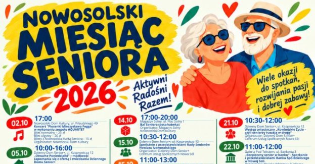 W październiku 2026 roku Nowa Sól organizuje Nowosolski Miesiąc Seniora. W programie znalazły się koncerty, spektakle, warsztaty, spotkania oraz zajęcia ruchowe.